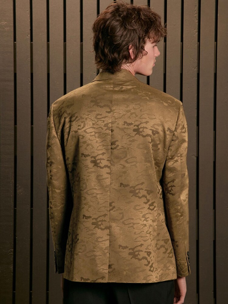 Gold EDIT Relaxed Leopard Print Tuxedo Blazer - Image 3 of 13