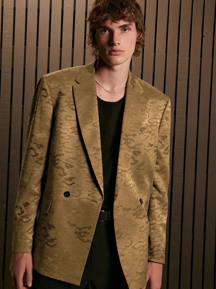 Gold EDIT Relaxed Leopard Print Tuxedo Blazer - Image 4 of 13