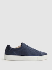 Reiss Airforce Blue Finley Suede Suede Trainers - Image 1 of 6