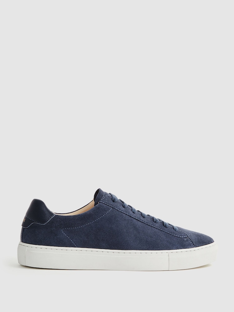 Reiss Airforce Blue Finley Suede Suede Trainers - Image 1 of 6