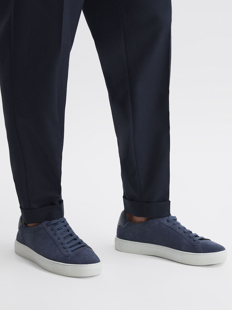 Reiss Airforce Blue Finley Suede Suede Trainers - Image 2 of 6