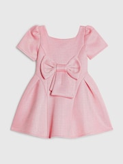 River Island Pink Glitter Bow Dress - Image 1 of 4