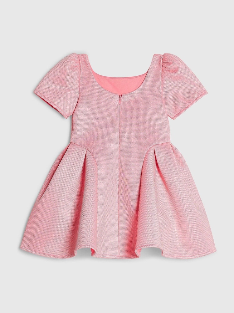 River Island Pink Glitter Bow Dress - Image 2 of 4 River Island Pink Glitter Bow Dress - Image 2 of 4