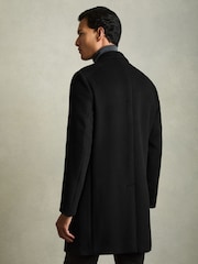 Reiss Black Gable Wool Blend Single Breasted Epsom Overcoat - Image 5 of 8