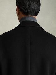 Reiss Black Gable Wool Blend Single Breasted Epsom Overcoat - Image 6 of 8
