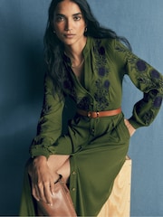 Green Embroidery - Boden Juliet Jersey Midi-kjole - Bilde 5 av 7