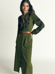 Green Embroidery - Boden Juliet Jersey Midi-kjole - Bilde 6 av 7