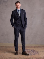 Marineblau/blau - Signature Tollegno Anzug in schmaler Passform: Hose - Image 3 of 9