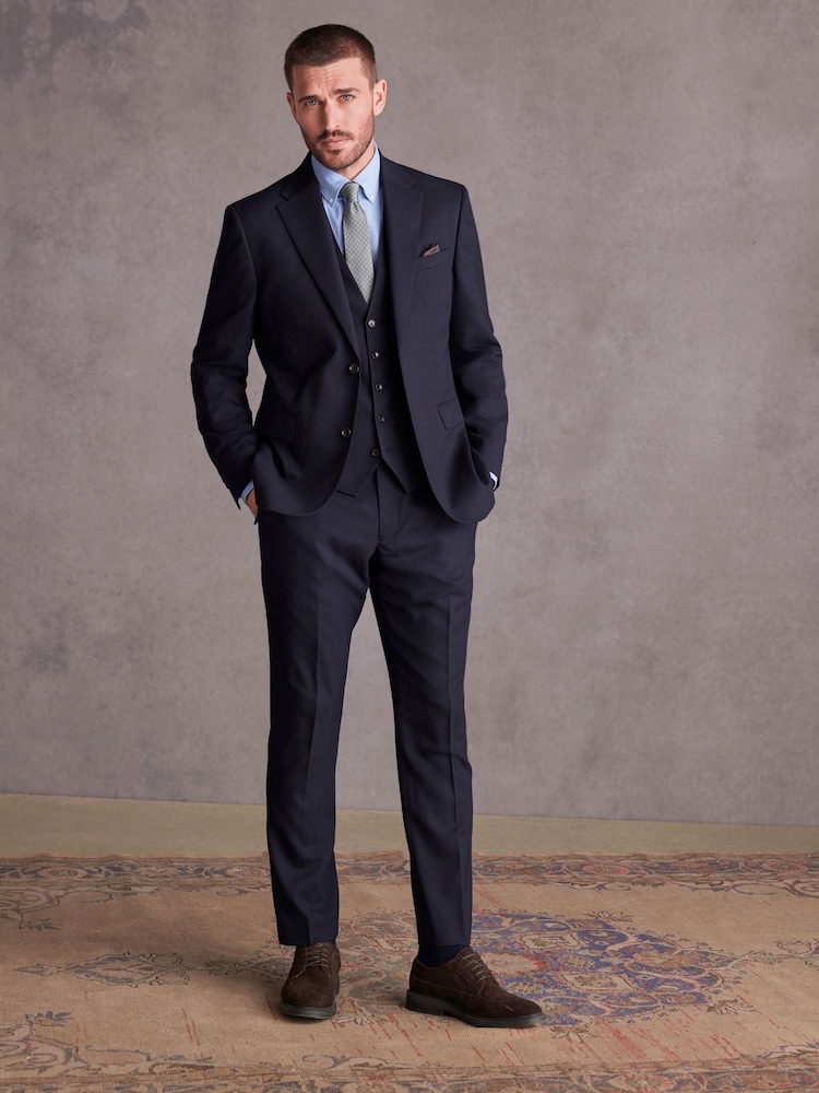Marineblau/blau - Signature Tollegno Anzug in schmaler Passform: Hose - Image 3 of 9
