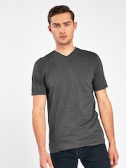 Charcoal Grey Marl Slim Essential V-Neck T-Shirt - Image 1 of 3