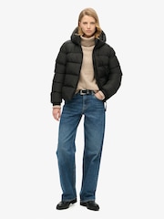 Superdry Black Hooded Sports Puffer Jacket - Image 3 of 8