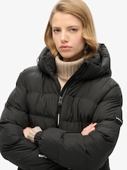 Superdry Black Hooded Sports Puffer Jacket - Image 5 of 8