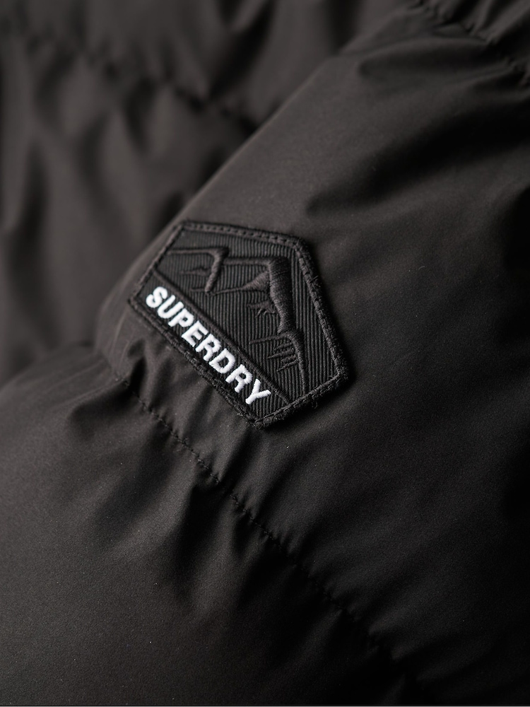 Superdry Black Hooded Sports Puffer Jacket - Image 8 of 8