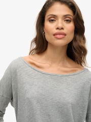 Superdry Smoke Grey Marl Long Sleeve Jersey Top - Image 3 of 5