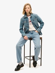 Superdry Fulton Vintage Blue Emb Denim Chore 100% Cotton Jacket - Image 2 of 4