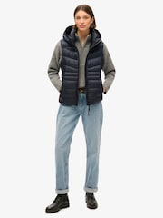 Superdry Eclipse Navy Hooded Fuji Quilt Padded Gilet Jacket - Image 3 of 7