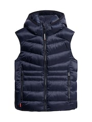 Superdry Eclipse Navy Hooded Fuji Quilt Padded Gilet Jacket - Image 4 of 7