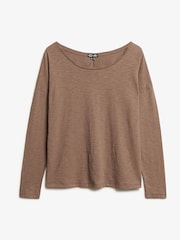 Superdry Nut Brown Marl Long Sleeve Jersey Top - Image 4 of 5