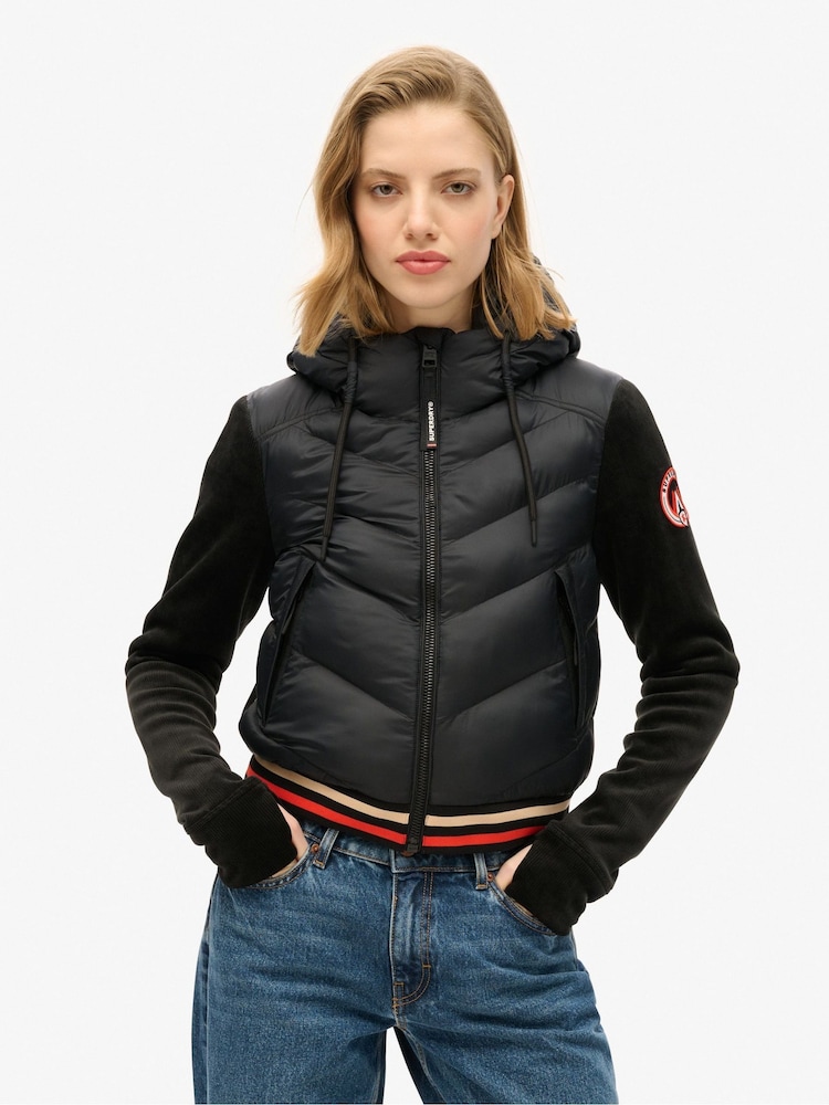 Superdry Black Hood Storm Fuji Hybrid Bomber Jacket - Image 1 of 6