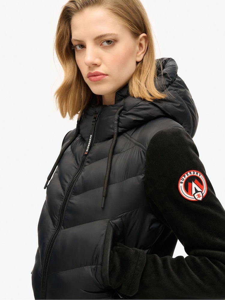 Superdry Black Hood Storm Fuji Hybrid Bomber Jacket - Image 2 of 6