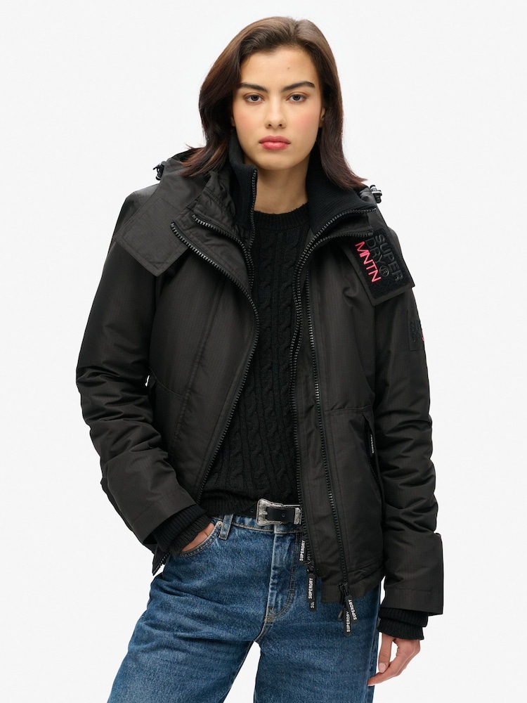 Superdry Black Hooded Mountain Windbreaker Jacket - Image 1 of 6