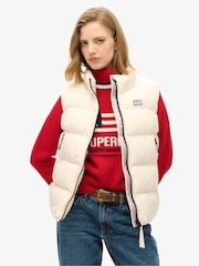 Superdry Off White Sports Puffer Gilet - Image 1 of 7