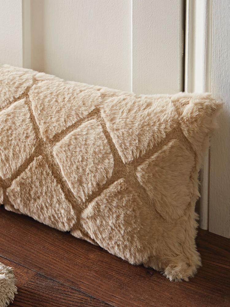 Catherine Lansfield Natural Cosy Diamond Fleece Draught Excluder - Image 2 of 2