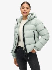 Superdry Puritan Grey Hooded Sports Puffer Jacket - Image 3 of 7