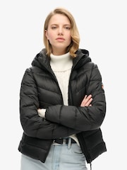 Superdry Black Hooded Fuji Quilt Padded Jacket - Image 1 of 10