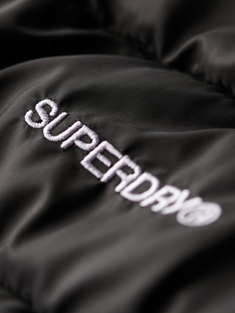 Superdry Black Hooded Fuji Quilt Padded Jacket - Image 10 of 10