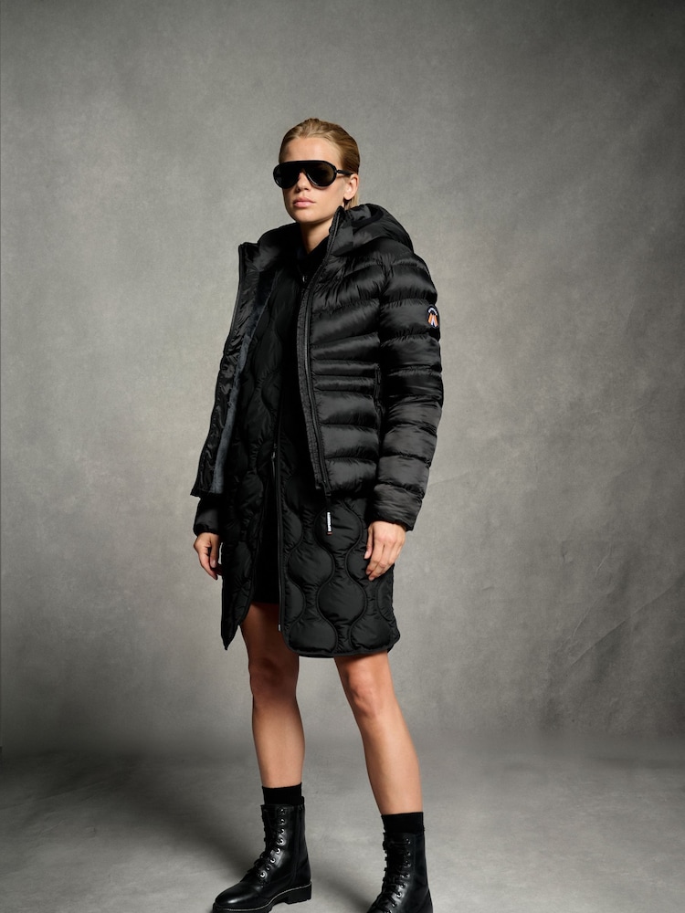 Superdry Black Hooded Fuji Quilt Padded Jacket - Image 2 of 10