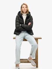 Superdry Black Hooded Fuji Quilt Padded Jacket - Image 4 of 10