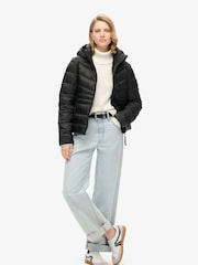 Superdry Black Hooded Fuji Quilt Padded Jacket - Image 7 of 10