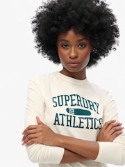 Superdry Turtledove Cream Athletic Ringer Slim Long Sleeve Top - Image 4 of 7