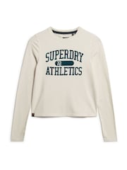 Superdry Turtledove Cream Athletic Ringer Slim Long Sleeve Top - Image 5 of 7