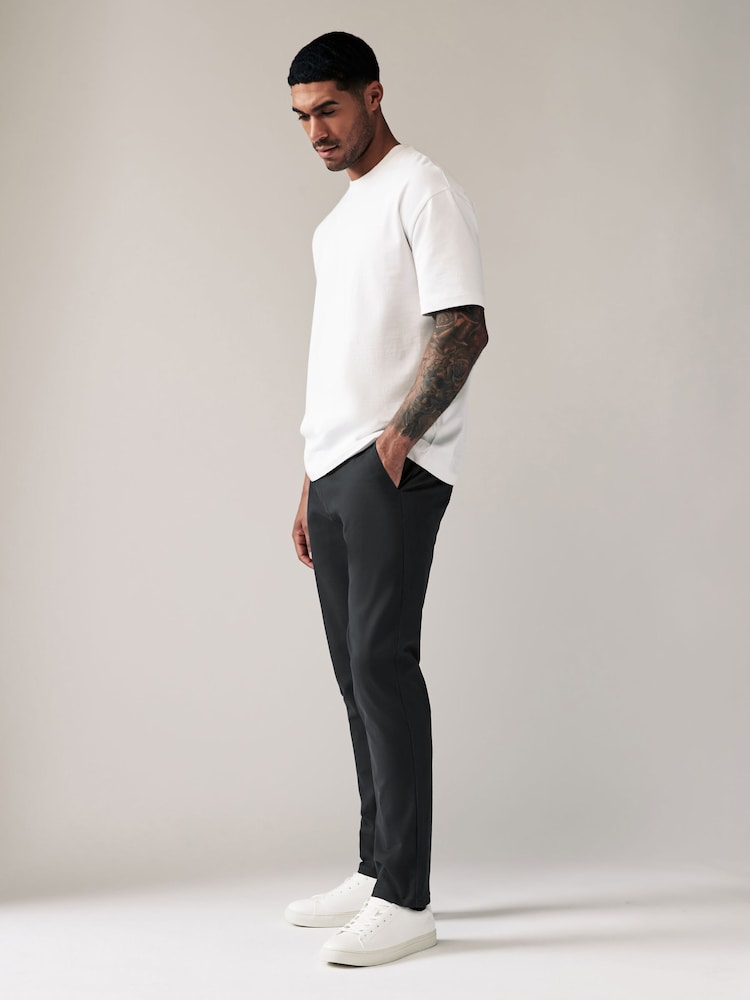 Grey Charcoal Slim Fit Stretch Chinos Trousers - Image 3 of 9