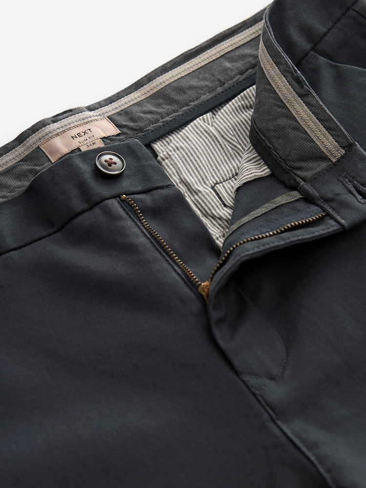 Grey Charcoal Slim Fit Stretch Chinos Trousers - Image 7 of 9