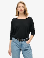 Superdry Black Long Sleeve Jersey Top - Image 1 of 6