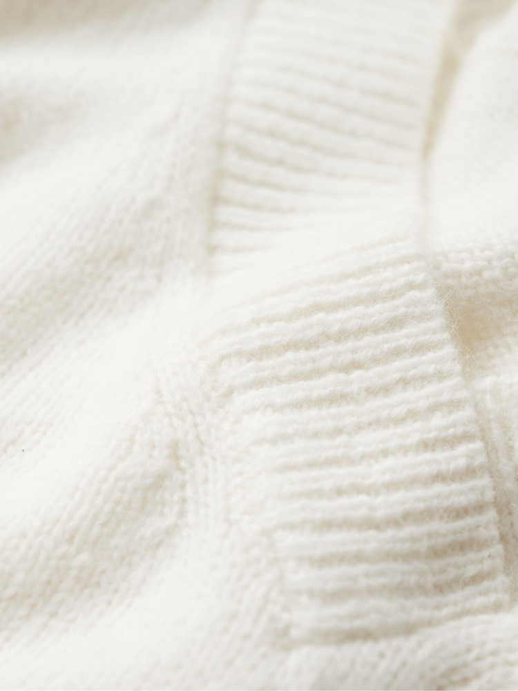 Superdry Bright White Essential V-Neck Jumper - Image 7 of 7 Superdry Bright White Essential V-Neck Jumper - Image 7 of 7