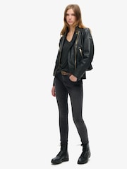 Superdry Black Metallic Long Sleeve V-Neck Jersey Top - Image 3 of 4