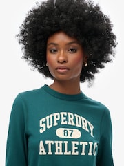 Superdry Dark Pine Green Athletic Ringer Slim Long Sleeve Top - Image 3 of 4