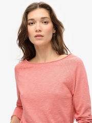 Superdry Mauveglow Pink Long Sleeve 100% Cotton French Terry Top - Image 2 of 5