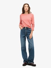 Superdry Mauveglow Pink Long Sleeve 100% Cotton French Terry Top - Image 3 of 5