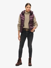 Superdry Smoky Aubergine Purple Hooded Fuji Quilt Padded Gilet Jacket - Image 3 of 8