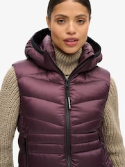 Superdry Smoky Aubergine Purple Hooded Fuji Quilt Padded Gilet Jacket - Image 5 of 8