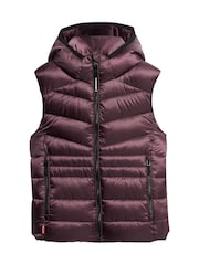 Superdry Smoky Aubergine Purple Hooded Fuji Quilt Padded Gilet Jacket - Image 6 of 8