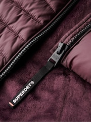 Superdry Smoky Aubergine Purple Hooded Fuji Quilt Padded Gilet Jacket - Image 8 of 8