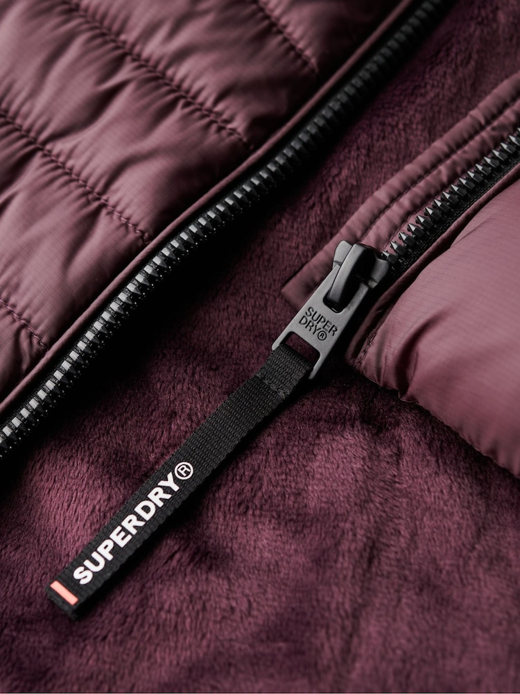 Superdry Smoky Aubergine Purple Hooded Fuji Quilt Padded Gilet Jacket - Image 8 of 8