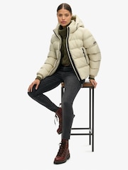 Superdry Pelican Beige Hooded Sports Puffer Jacket - Image 3 of 8