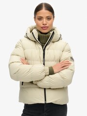 Superdry Pelican Beige Hooded Sports Puffer Jacket - Image 5 of 8